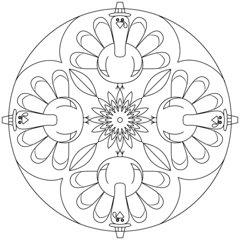 Thanksgiving Mandala Coloring Page